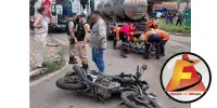 Jovem fica ferido após colisão entre motocicleta e caminhão-tanque em João Monlevade; Veja Vídeo